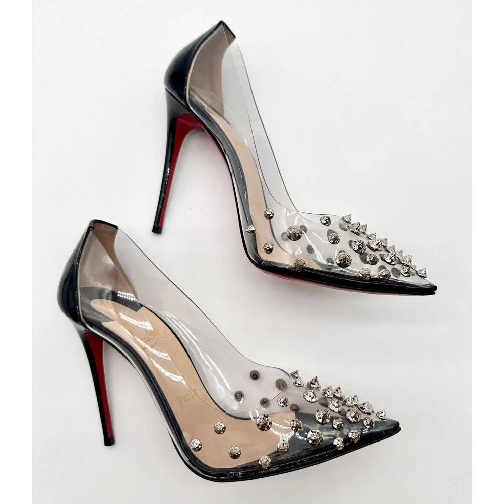 Christian Louboutin Patent PVC Collaclou 100 Pump Black High Heels EU38.5 US8.5